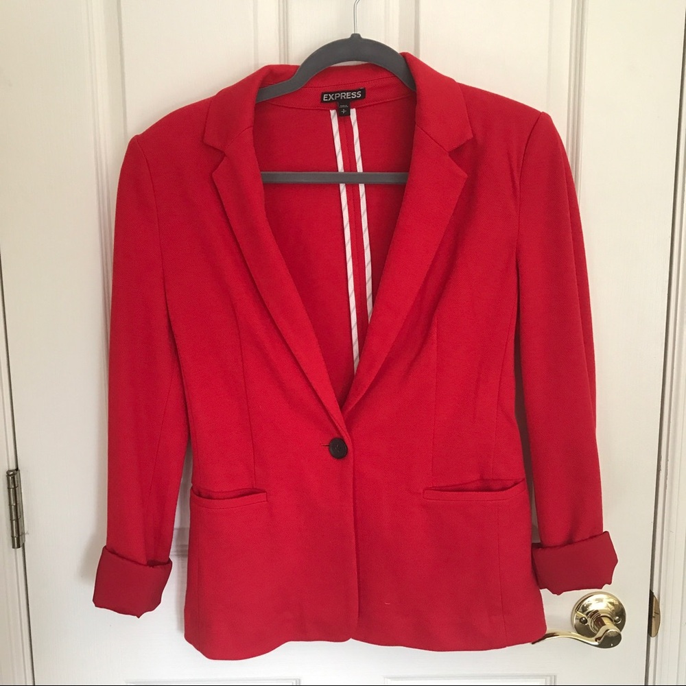 Express Red Single-Button Blazer